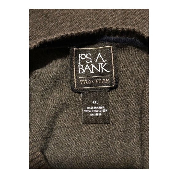 Jos A Bank Traveler 100% Pima Cotton V-Neck Sweater XXL Heather Gray EUC - Picture 11 of 11